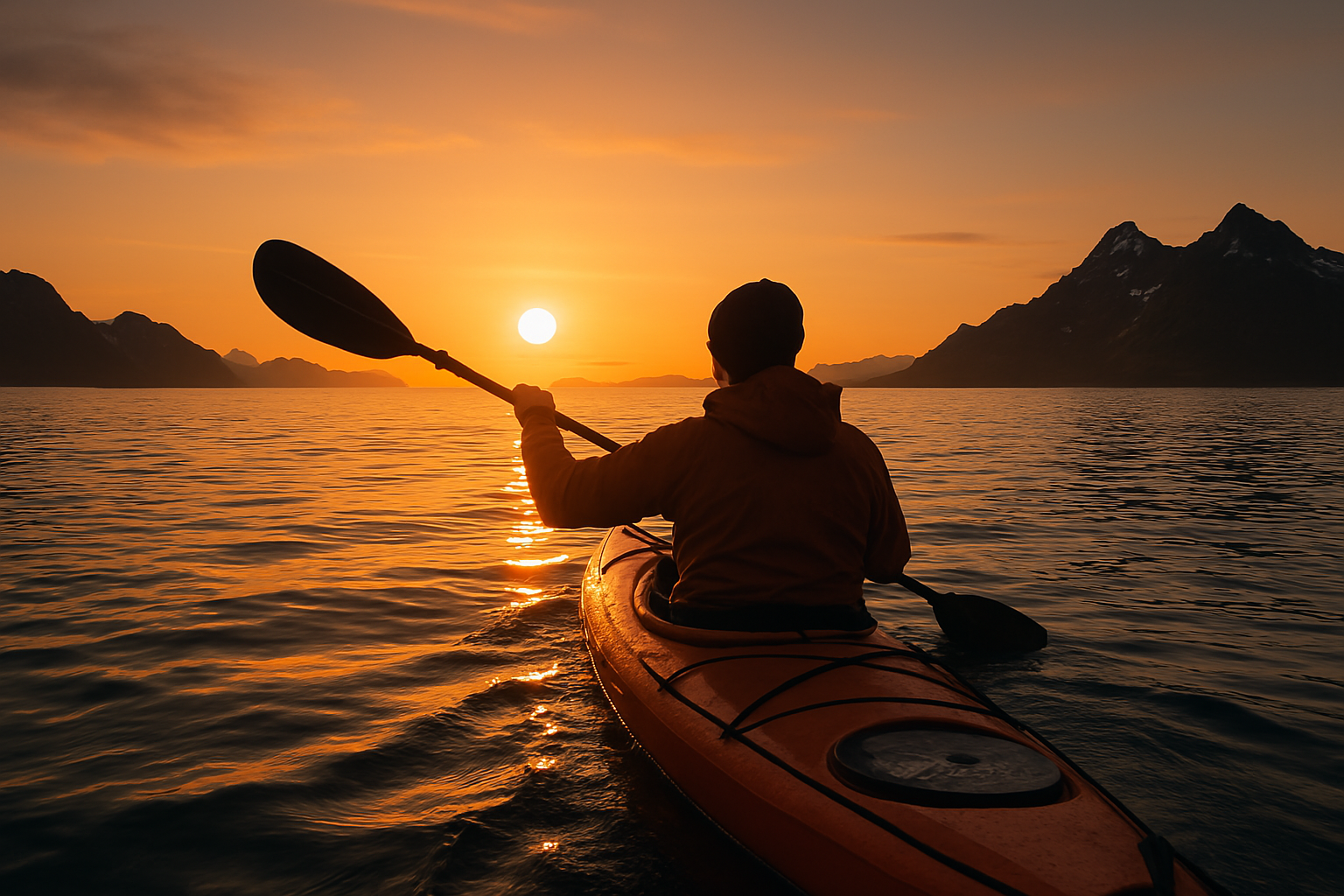 Midnattsolkajakk i Lofoten